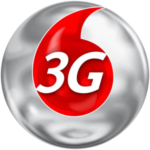A logo of 3G inside a red drop with a silver background