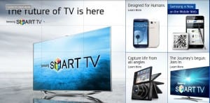Lineup of Samsung products featuring Smart TV,Galaxy S3, Galaxy Note, and Samsung Camera