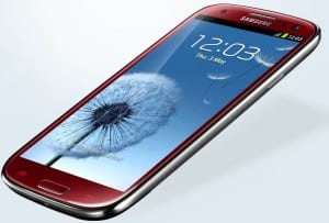 The Galaxy S3 viewed slightly from the side