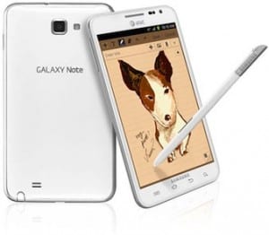 Galaxy Note White front and back with S-Pen