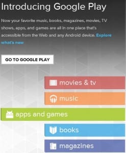 Google Play Store introduction page