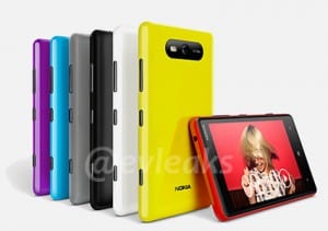 Multiple colors of the Lumia 920 lined up
