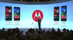 Motorola at the stage talking about new products