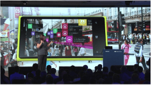 The Nokia City View Augmented reality is demonstrated on stage